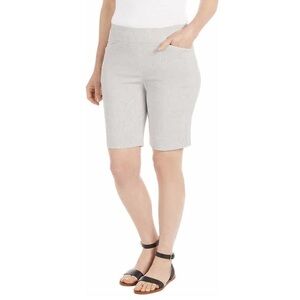 Hilary Radley • NWT Women's Grey/white Super Stretch Pull On Shorts